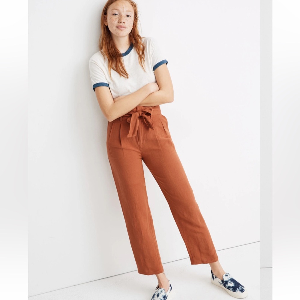 Madewell Rust Paperbag Waist Pants